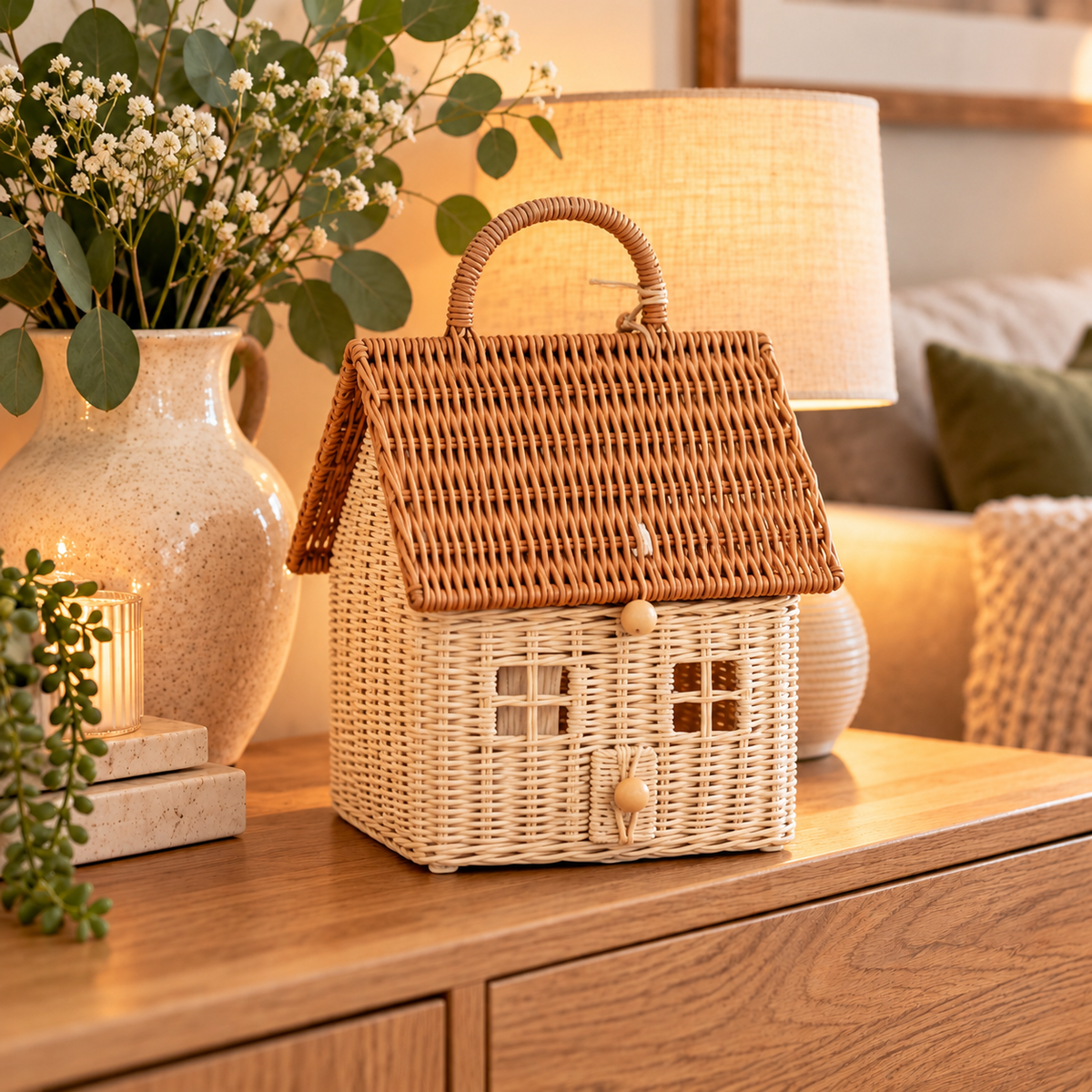 Natural Rattan Storage Basket – Mushroom or Cottage Design