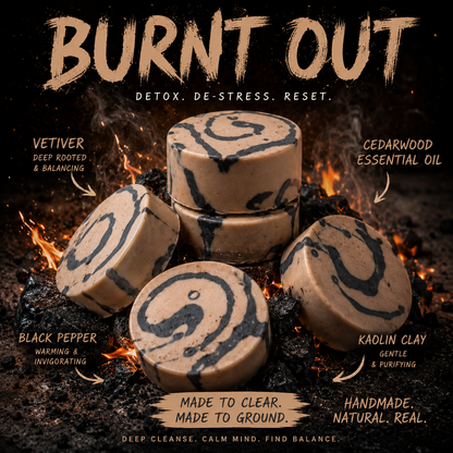 Burnt Out – Smoky Vetiver & Black Pepper Natural Soap Bar in Reusable Tin | Handmade Soap 130g The Soap Lab Scotland