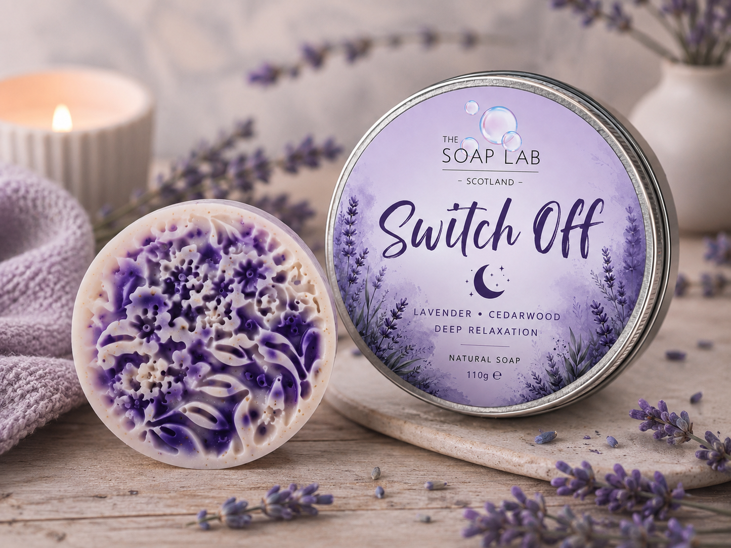 🌙 Switch Off | Relaxing Lavender Natural Soap Bar