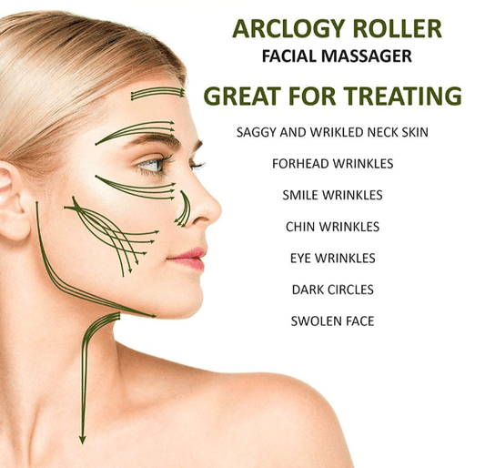 natural jade facial roller used in skincare routine