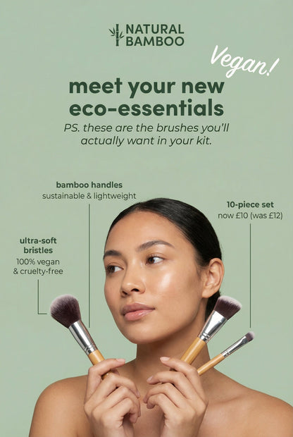Natural Bamboo Makeup Brush Set | 10 Piece Set - The Soap Lab Scotland