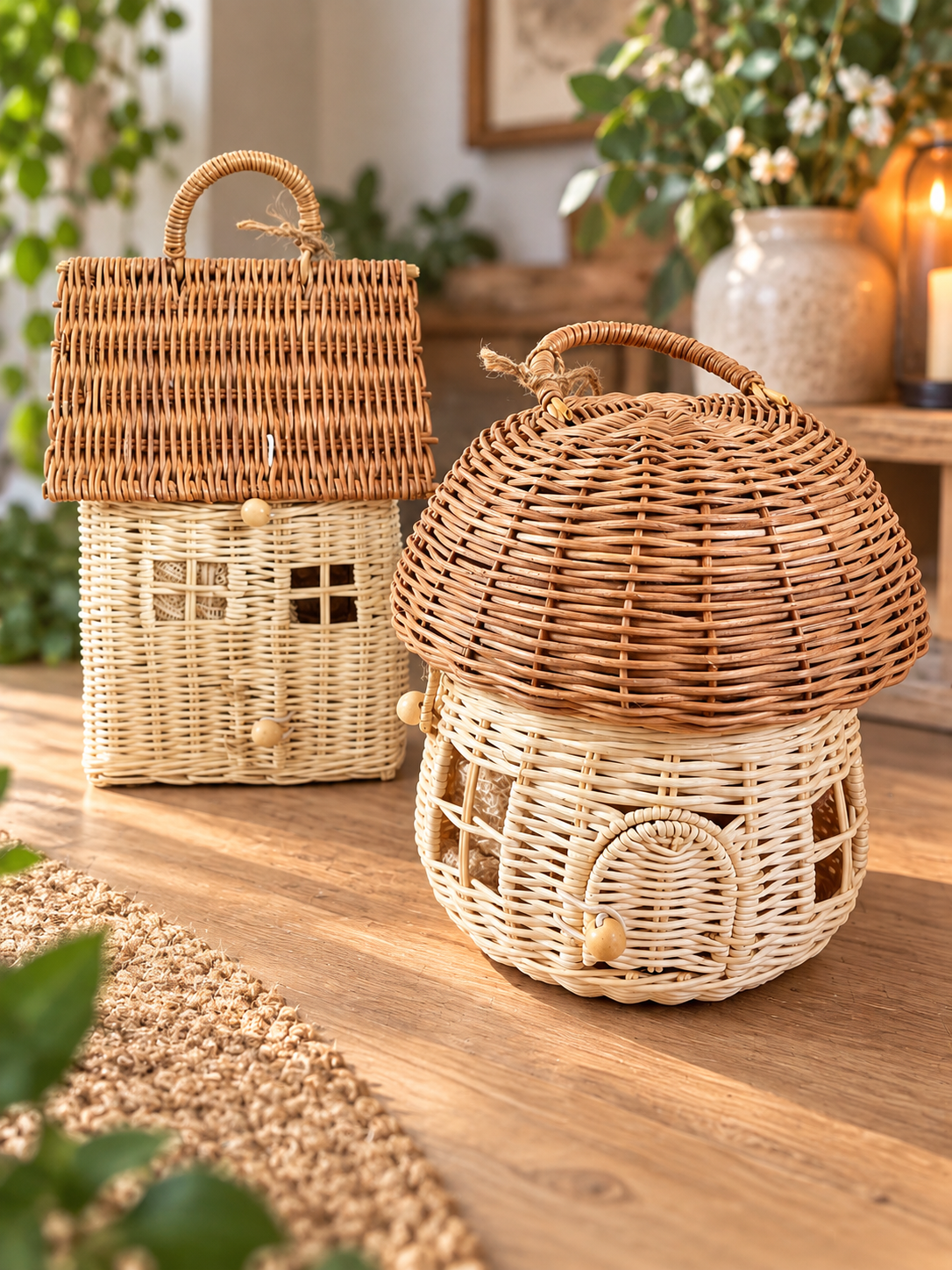 Natural Rattan Storage Basket – Mushroom or Cottage Design