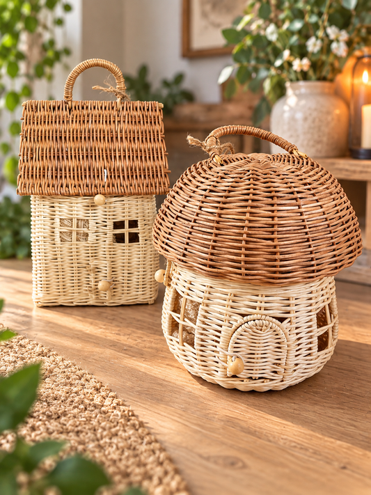 Natural Rattan Storage Basket – Mushroom or Cottage Design