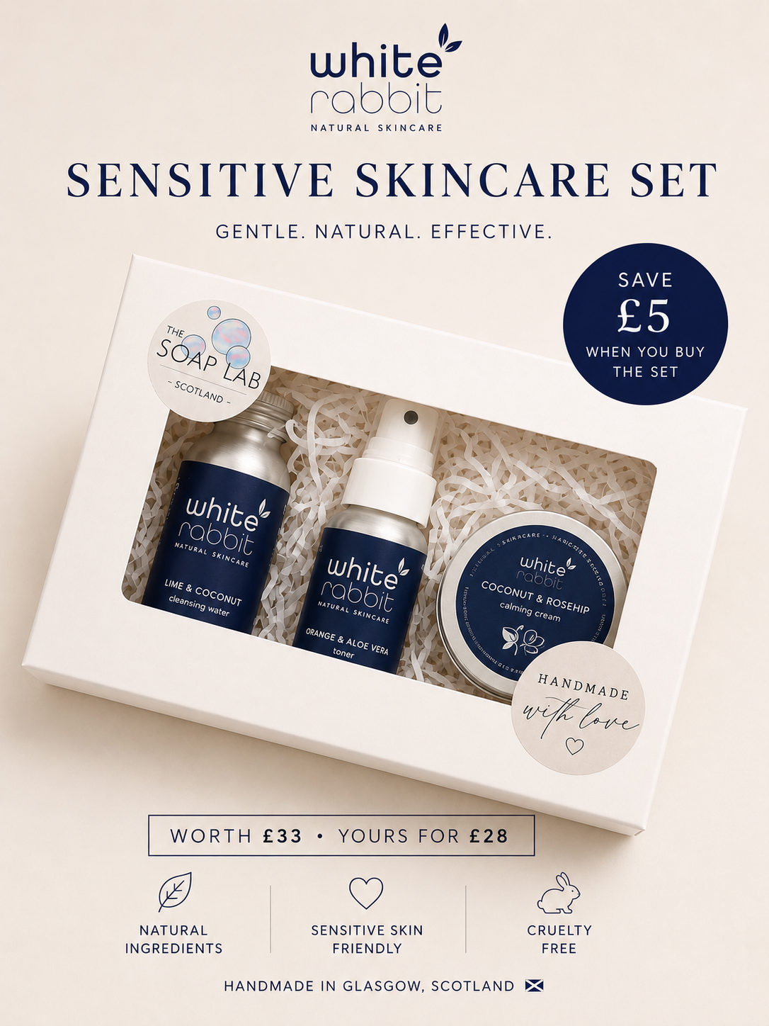 Teacher Gift Sensitive Skincare Set | Natural Skincare Gift Box The Soap Lab Scotland