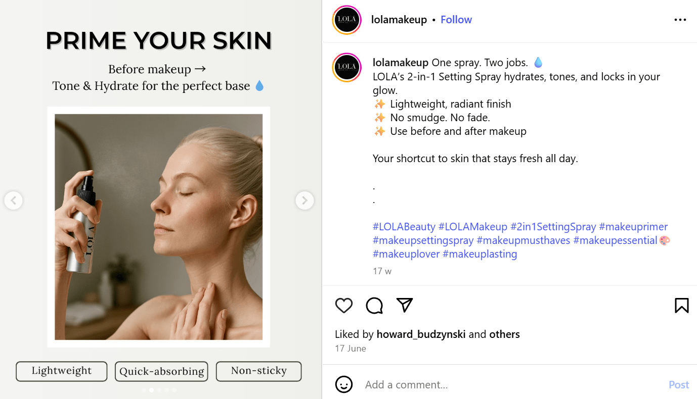 Setting Spray Natural Makeup by LOLA - Vegan Friendly - The Soap Lab Scotland