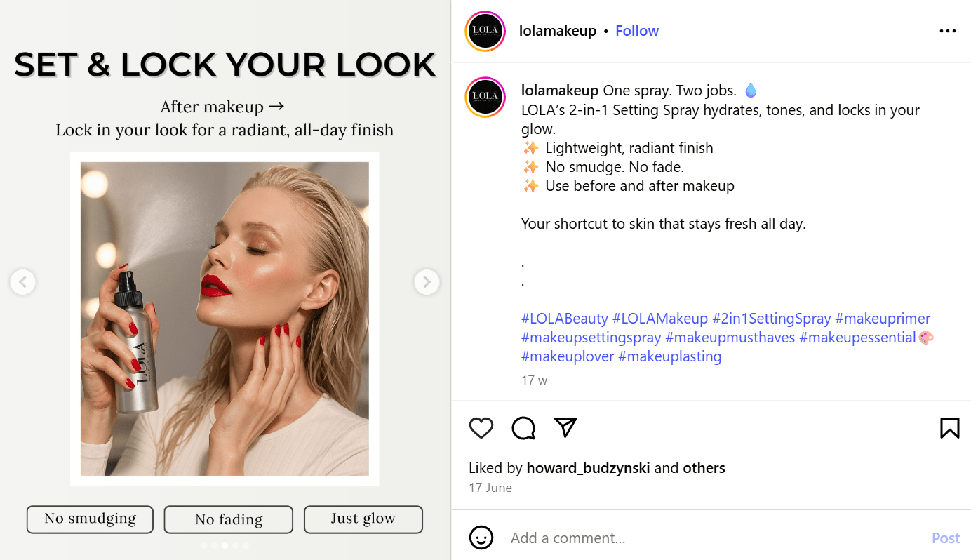 Setting Spray Natural Makeup by LOLA - Vegan Friendly - The Soap Lab Scotland